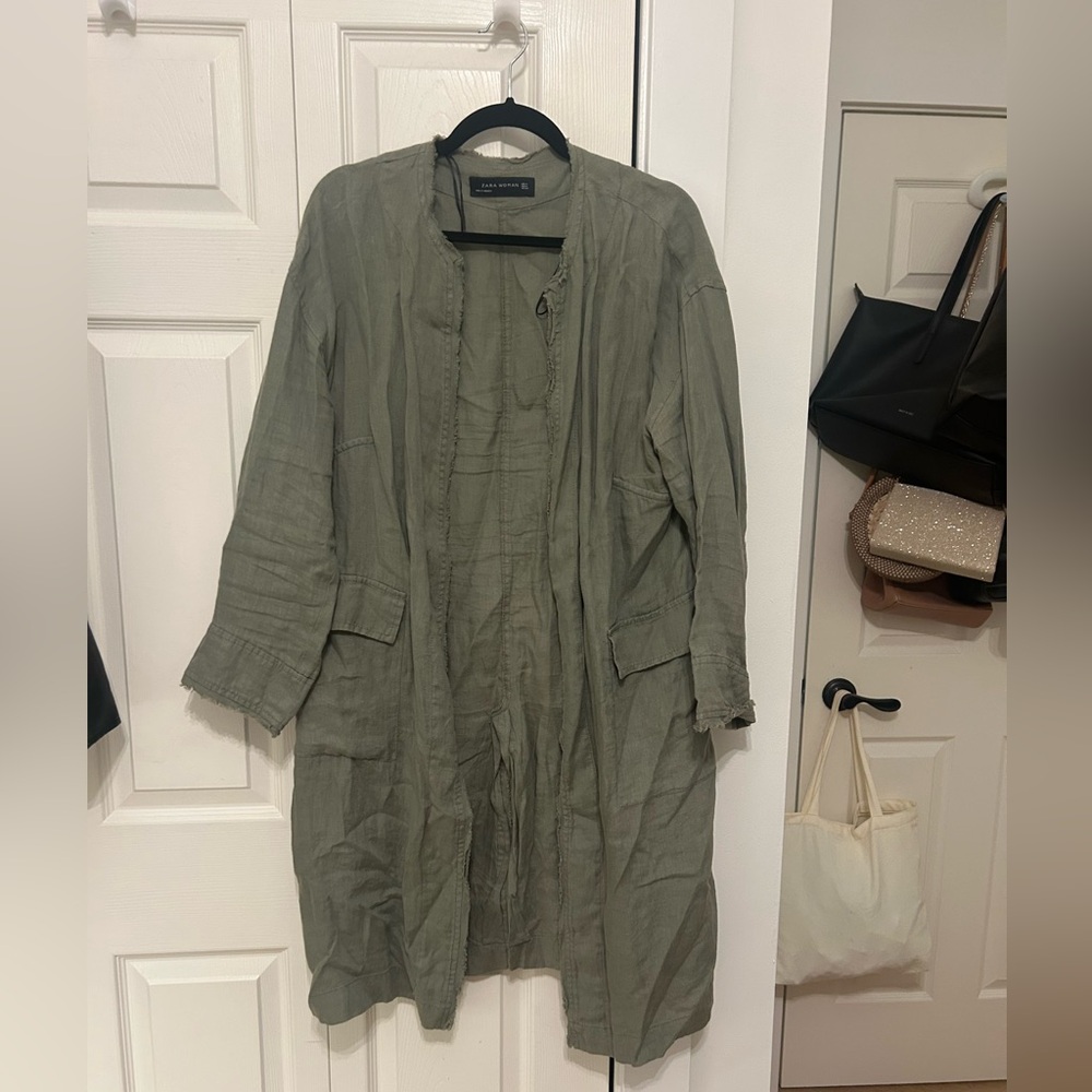 Zara Women's Olive Green Duster/Light Shacket